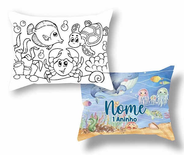 Almofada para Colorir Fundo do Mar